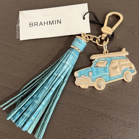 $125 Brahmin Melbourne Copa Car Tassel Bag Charm Key Fob Mermaid Green NWT! - Picture 1 of 11